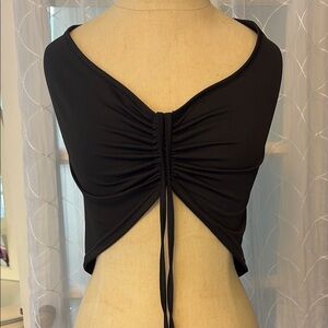 Chic Black Ruched Crop Top